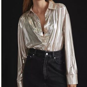 NWT Anthropologie Liquid Metallic Top